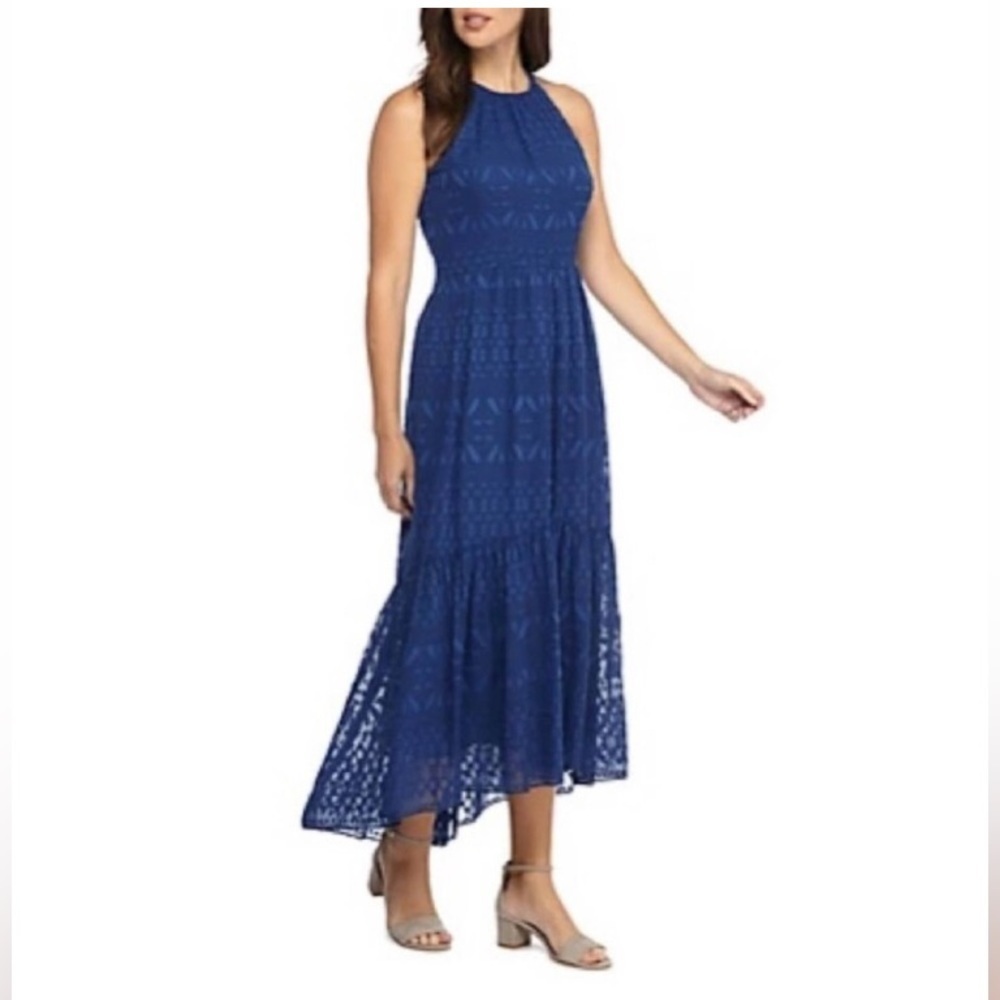 Vince Camuto Size 6 blue halter high low maxi dress